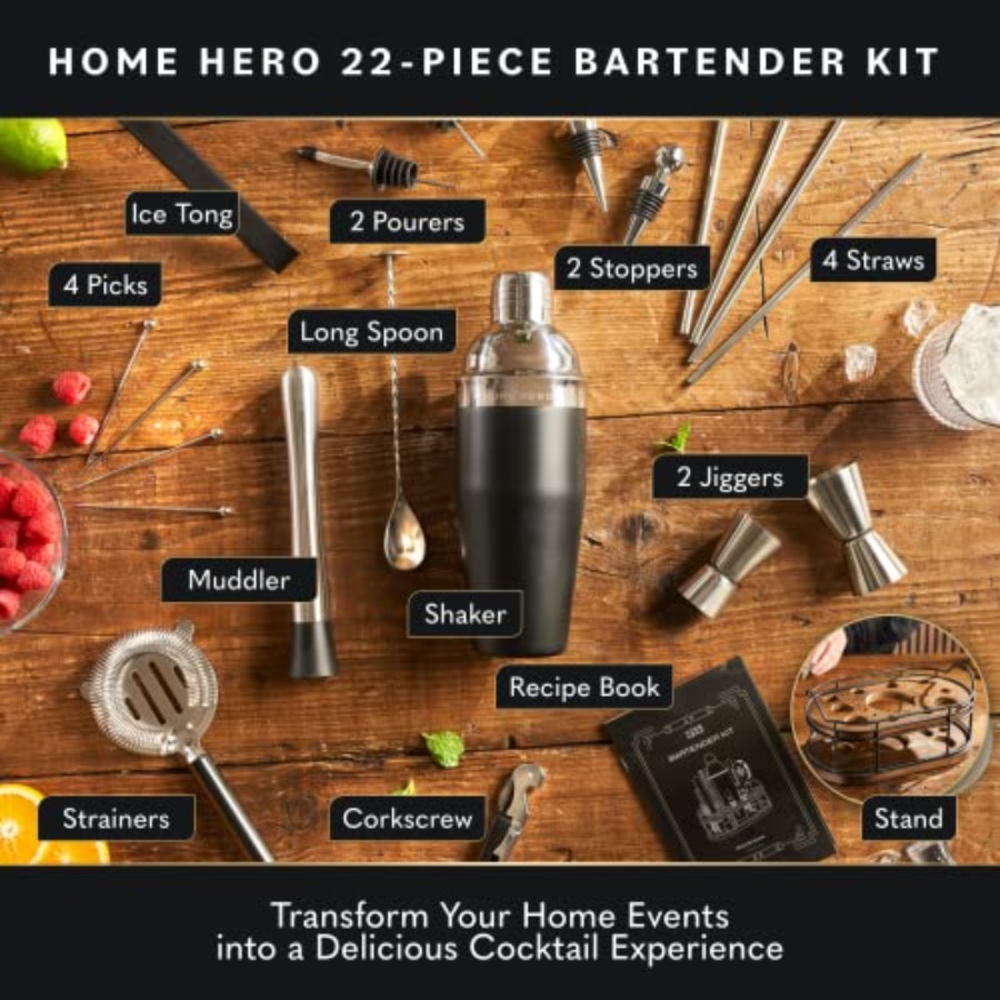Bartender Kit - 22-Piece Cockt - Cocktail Recipe Book 评论和价格