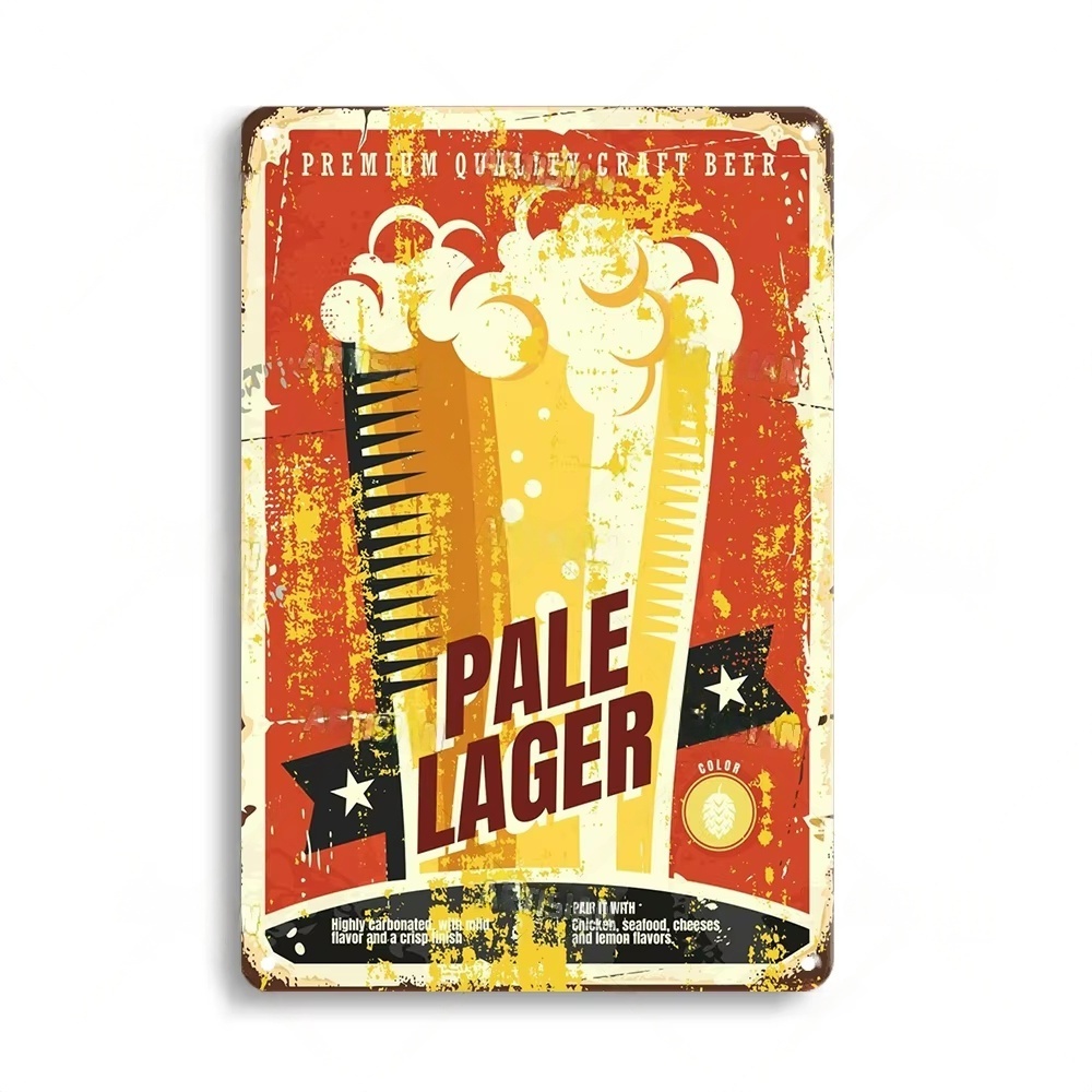 Rusty Metal Tin Sign Beer Meta - Home Bar Signs 评论和价格