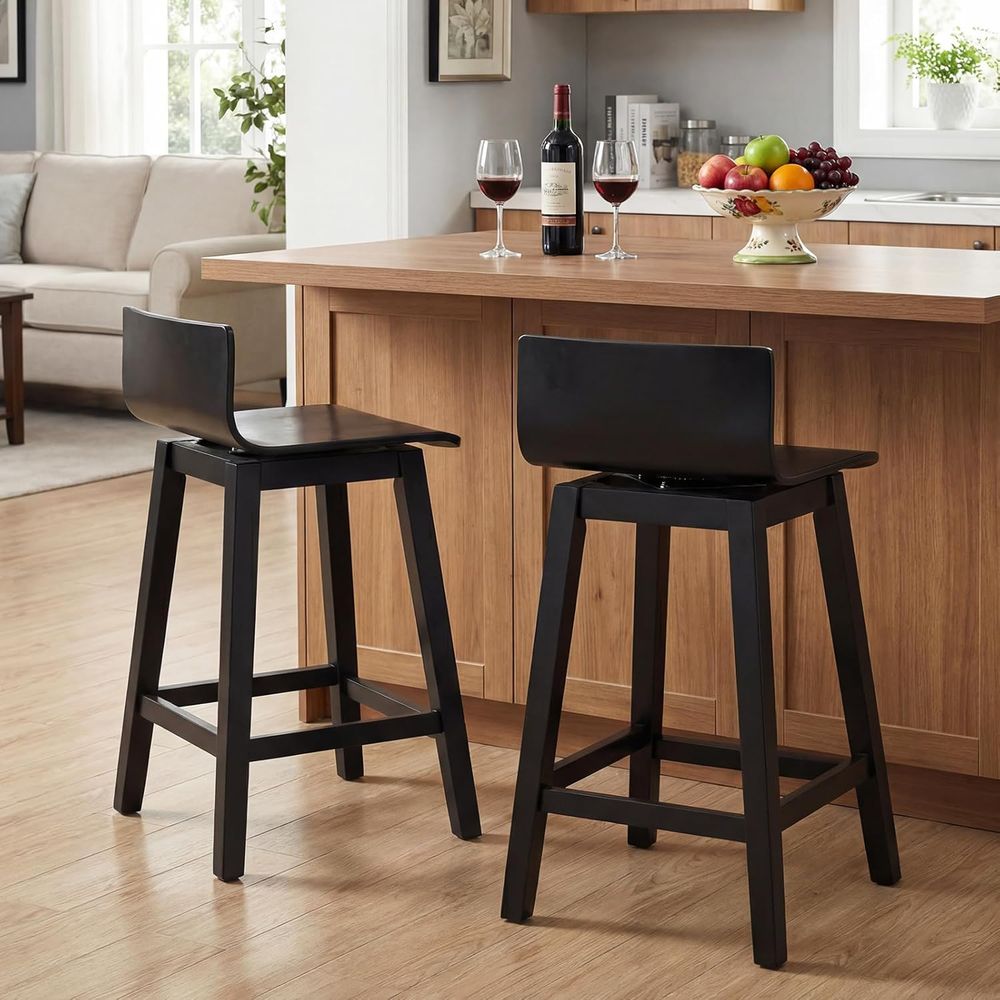 Swivel Solid Wood Bar Stools S - Home Bar And Counter 评论和价格