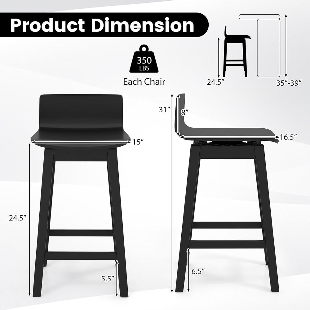 Swivel Solid Wood Bar Stools S - Home Bar And Counter 评论和价格
